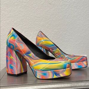 Katy Perry Collections retro holographic rainbow Platform Shoe